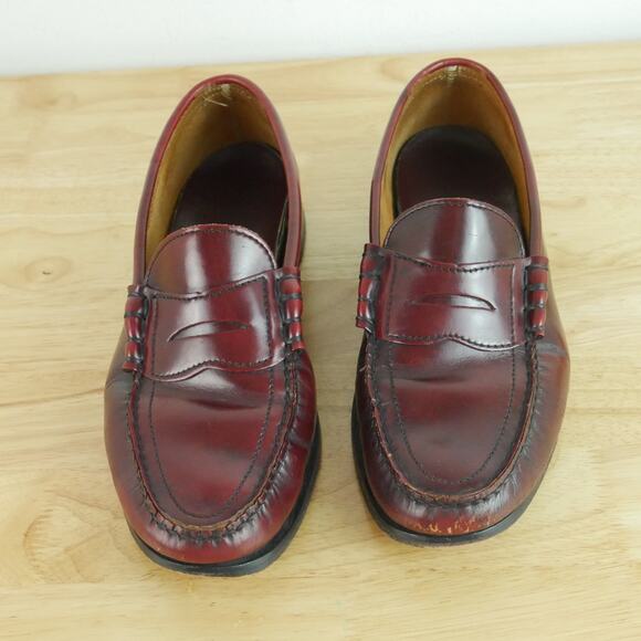 Vintage Mens 9 1/2 Penny Loafers Burgundy Slip On Shoes Preppy Classic Heritage main image 5
